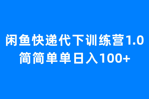 闲鱼快递代下训练营1.0，简简单单日入100+-可创副业网