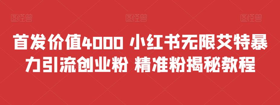 首发价值4000 小红书无限艾特暴力引流创业粉 精准粉揭秘教程-可创副业网