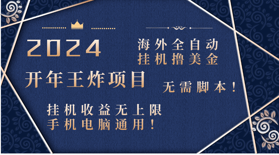 2024海外全自动挂机撸美金项目！手机电脑均可，无需脚本，收益无上限！-可创副业网