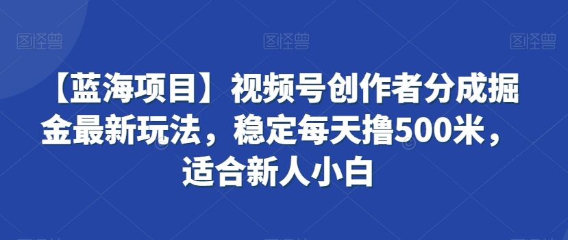 视频号创作者分成掘金最新玩法，稳定每天撸500米，适合新人小白-可创副业网