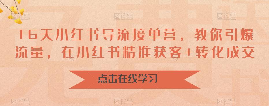 16天-小红书 导流接单营，教你引爆流量，在小红书精准获客+转化成交-可创副业网