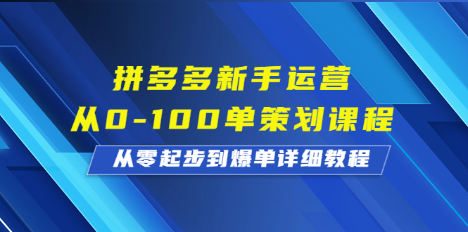 拼多多新手运营从0-100单策划课程，从零起步到爆单详细教程-可创副业网