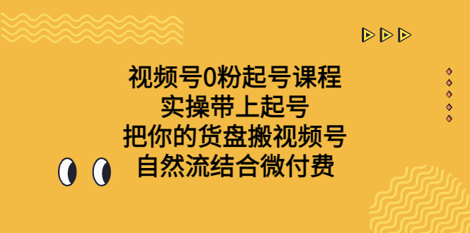 视频号0粉起号课程 实操带上起号 把你的货盘搬视频号 自然流结合微付费-可创副业网