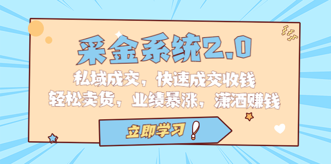 采金 系统2.0，私域成交，快速成交收钱，轻松卖货，业绩暴涨，潇洒赚钱-可创副业网