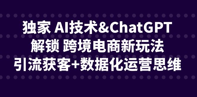 独家 AI技术&ChatGPT解锁 跨境电商新玩法，引流获客+数据化运营思维-可创副业网