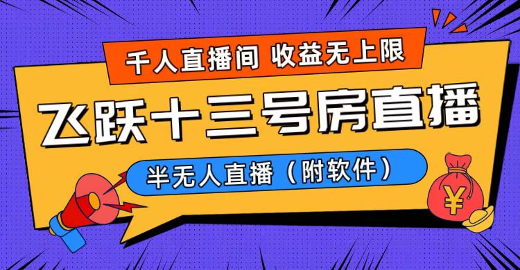 爆火飞跃十三号房半无人直播，一场直播上千人，日入过万！（附软件）-可创副业网