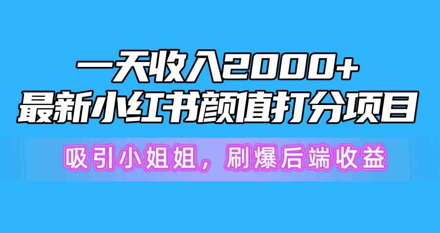（10187期）一天收入2000+，最新小红书颜值打分项目，吸引小姐姐，刷爆后端收益-可创副业网