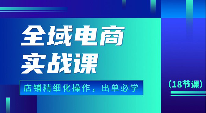全域电商实战课，个人店铺精细化操作流程，出单必学内容（18节课）-可创副业网