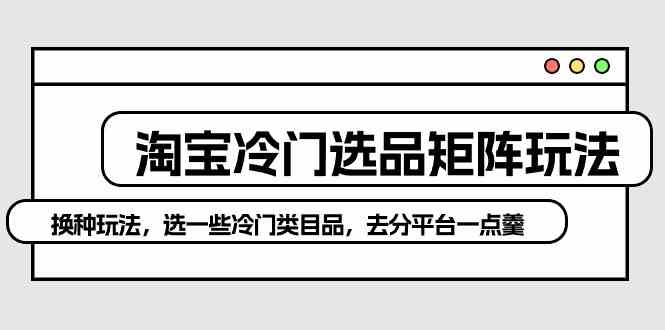 （10159期）淘宝冷门选品矩阵玩法：换种玩法，选一些冷门类目品，去分平台一点羹-可创副业网