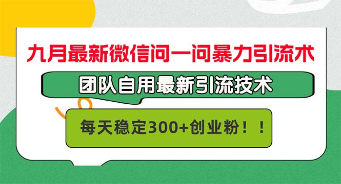 九月最新微信问一问暴力引流术，团队自用引流术，每天稳定300+创…-可创副业网