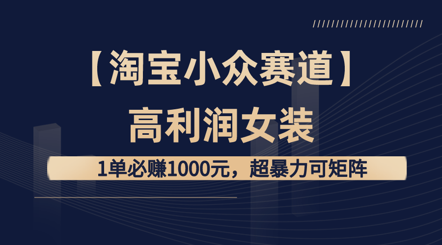 【淘宝小众赛道】高利润女装：1单必赚1000元，超暴力可矩阵-可创副业网