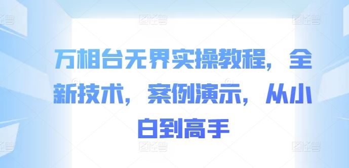 万相台无界实操教程，全新技术，案例演示，从小白到高手-可创副业网