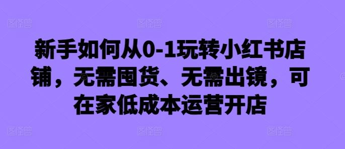 新手如何从0-1玩转小红书店铺，无需囤货、无需出镜，可在家低成本运营开店-可创游戏社区