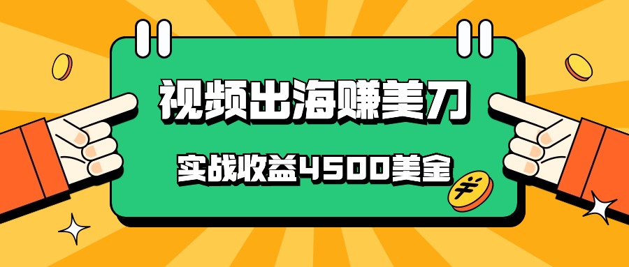 国内爆款视频出海赚美刀,实战收益4500美金,批量无脑搬运,无需经验直接上手-可创副业网
