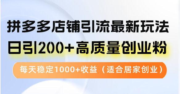 （12893期）拼多多店铺引流最新玩法，日引200+高质量创业粉，每天稳定1000+收益（…-可创副业网