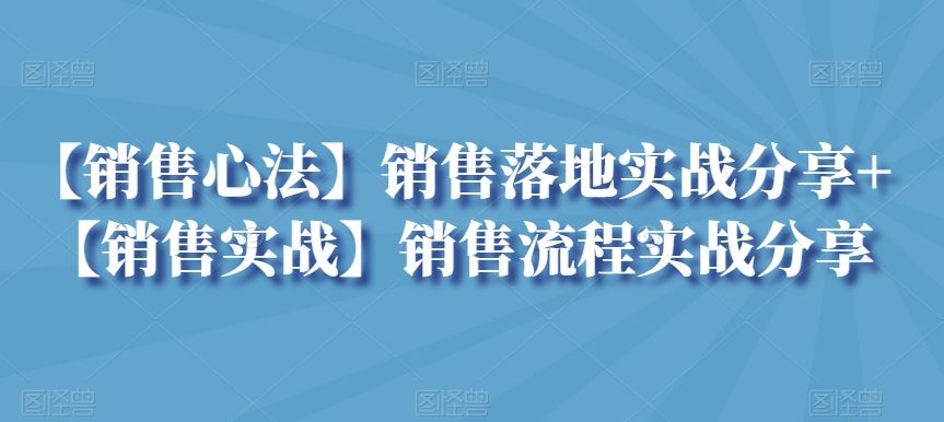 【销售心法】销售落地实战分享+【销售实战】销售流程实战分享-可创副业网