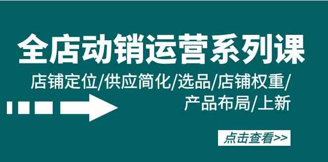（9845期）全店·动销运营系列课：店铺定位/供应简化/选品/店铺权重/产品布局/上新-可创副业网