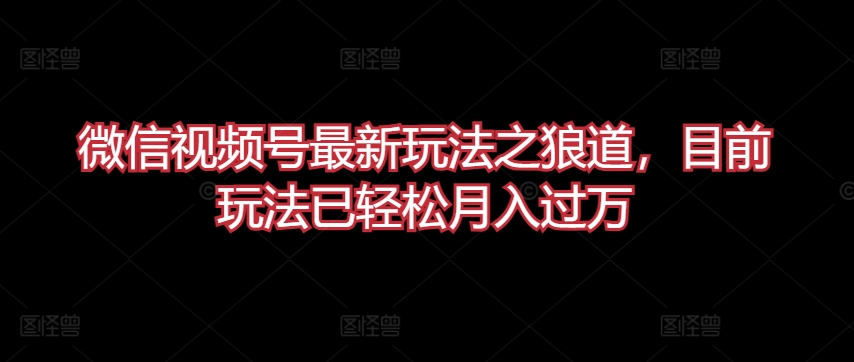 微信视频号最新玩法之狼道，目前玩法已轻松月入过万-可创副业网