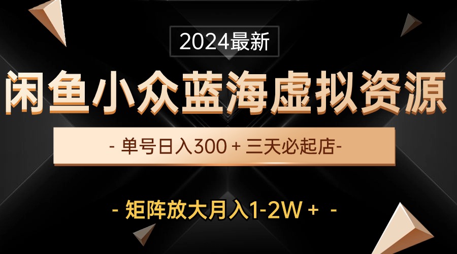 （10336期）最新闲鱼小众蓝海虚拟资源，单号日入300＋，三天必起店，矩阵放大月入1-2W-可创副业网