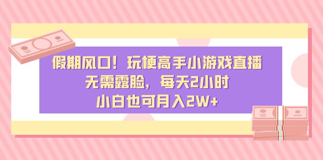 假期风口！玩梗高手小游戏直播，无需露脸，每天2小时，小白也可月入2W+-可创副业网