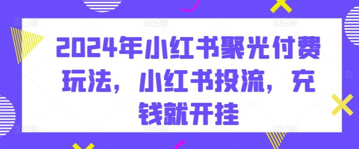 2024年小红书聚光付费玩法，小红书投流，充钱就开挂-可创副业网
