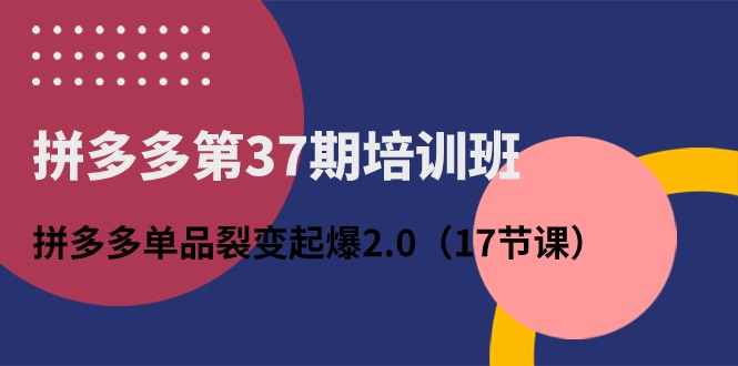 （10835期）拼多多第37期培训班：拼多多单品裂变起爆2.0（17节课）-可创副业网