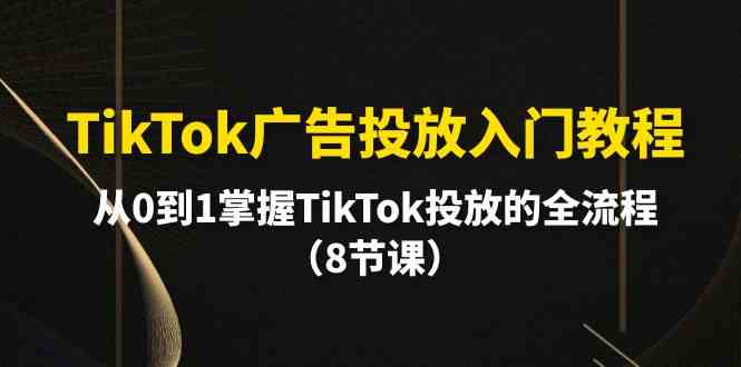 TikTok广告投放入门教程，从0到1掌握TikTok投放的全流程（8节课）-可创副业网