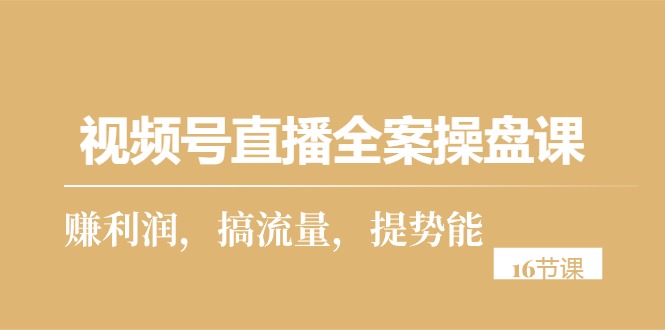 （10207期）视频号直播全案操盘课，赚利润，搞流量，提势能（16节课）-可创副业网