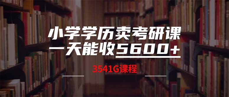 （12556期）小学学历卖考研课程，一天收5600（附3580G考研合集）-可创副业网