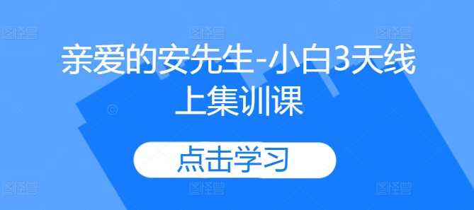 亲爱的安先生-小白3天线上集训课-可创副业网