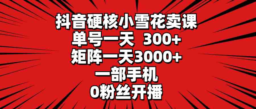 （9551期）抖音硬核小雪花卖课，单号一天300+，矩阵一天3000+，一部手机0粉丝开播-可创副业网