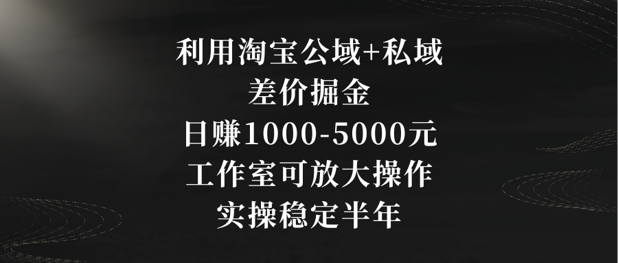 利用淘宝公域+私域差价掘金，日赚1000-5000元，工作室可放大操作，实操…-可创副业网