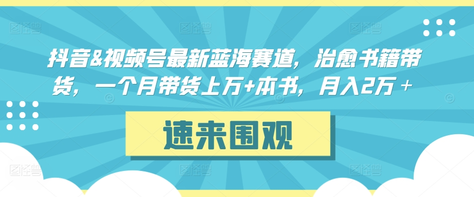 抖音&视频号最新蓝海赛道，治愈书籍带货，一个月带货上万+本书，月入2万＋-可创副业网