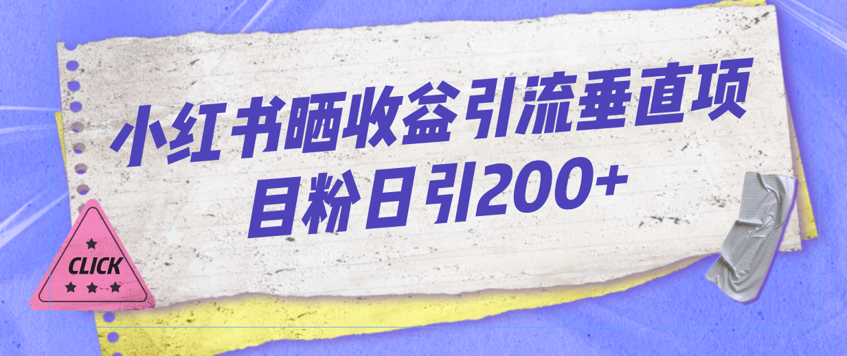 小红书晒收益图引流垂直项目粉日引200+-可创副业网