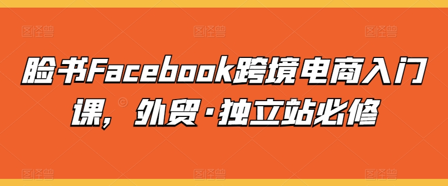 脸书Facebook跨境电商入门课,外贸·独立站必修-可创副业网