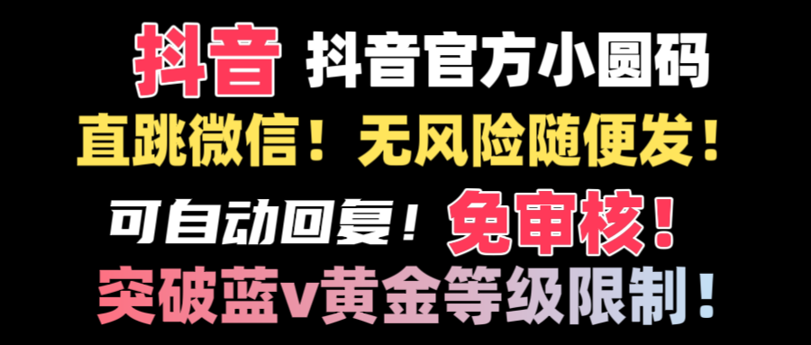 抖音二维码直跳微信技术！站内随便发不违规！！-可创副业网