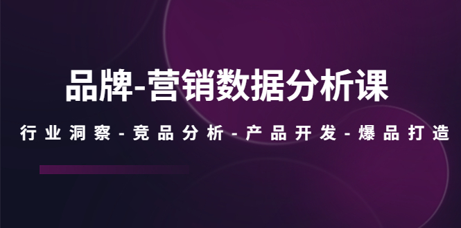 品牌-营销数据分析课，行业洞察-竞品分析-产品开发-爆品打造-可创副业网