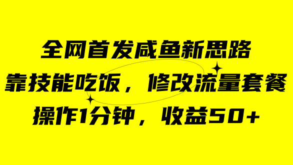 咸鱼冷门新玩法，靠“技能吃饭”，修改流量套餐，操作1分钟，收益50+-可创副业网