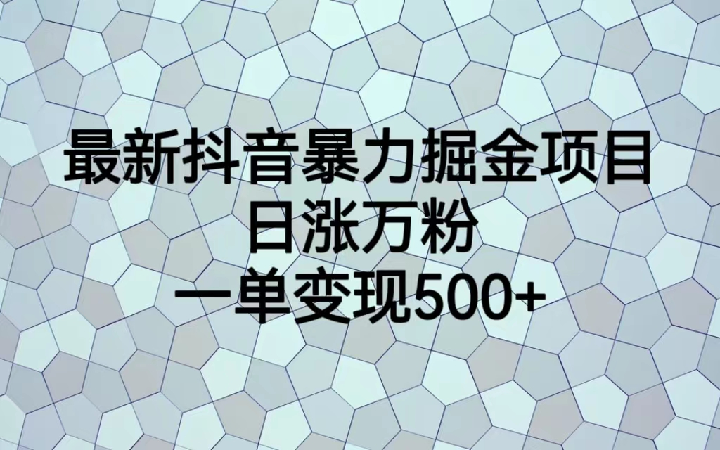 最火热的抖音暴力掘金项目，日涨万粉，多种变现方式，一单变现可达500+-可创副业网