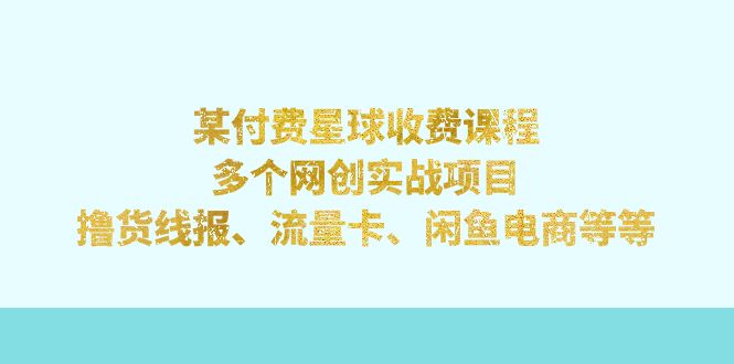 某付费星球课程：多个网创实战项目，撸货线报、流量卡、闲鱼电商等等-可创副业网