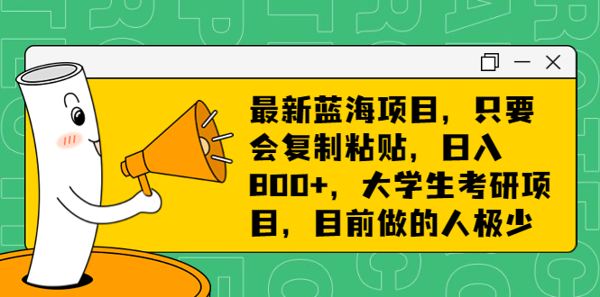 最新蓝海项目，只要会复制粘贴，日入800+，大学生考研项目，目前做的人极少-可创副业网