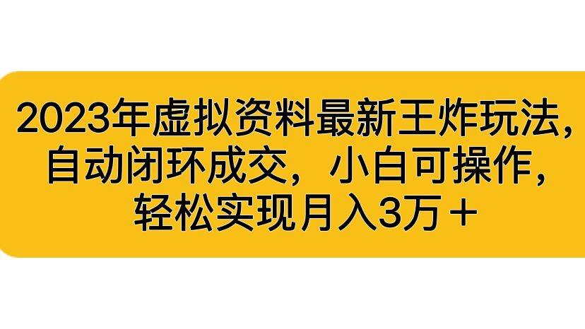 2023年虚拟资料最新王炸玩法，自动闭环成交，小白可操作，轻松实现月入3…-可创副业网