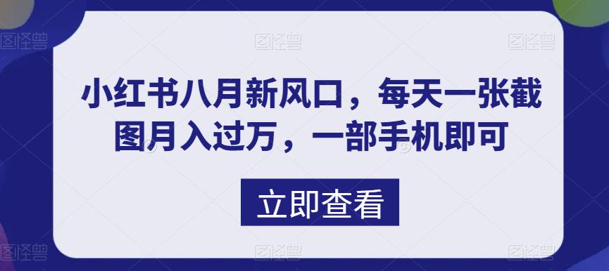 八月新风口，小红书虚拟项目一天收入1000+，实战揭秘-可创副业网