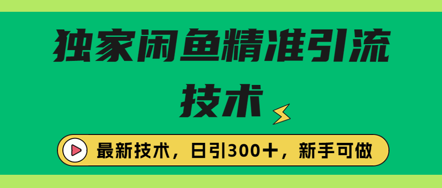 独家闲鱼引流技术，日引300＋实战玩法-可创副业网