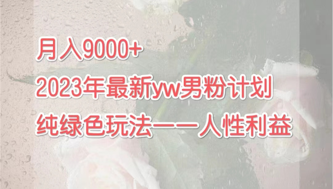 月入9000+2023年9月最新yw男粉计划绿色玩法——人性之利益-可创副业网