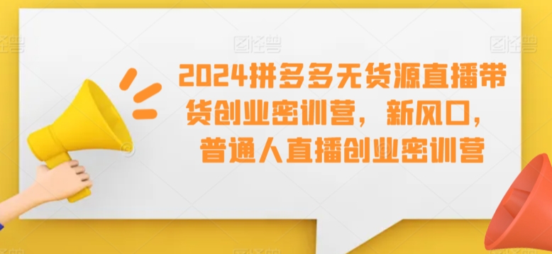 2024拼多多无货源直播带货创业密训营，新风口，普通人直播创业密训营-可创副业网