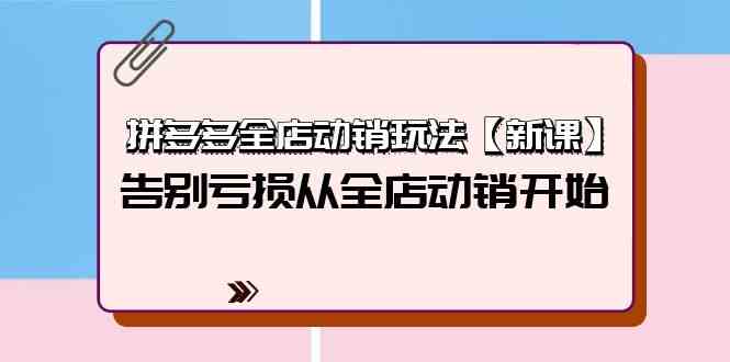 （9974期）拼多多全店动销玩法【新课】，告别亏损从全店动销开始（4节视频课）-可创副业网