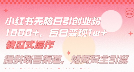 小红书无脑每日引流创业粉500+，小白每天只花半小时，躺赚长尾收益【揭秘】-可创副业网