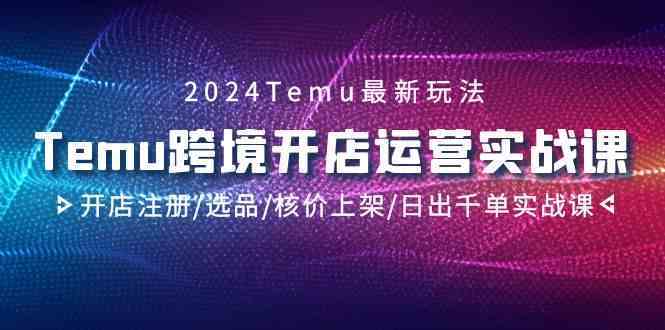 2024Temu跨境开店运营实战课，开店注册/选品/核价上架/日出千单实战课-可创游戏社区