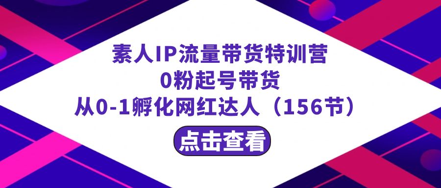 繁星·计划素人IP流量带货特训营：0粉起号带货 从0-1孵化网红达人（156节）-可创副业网